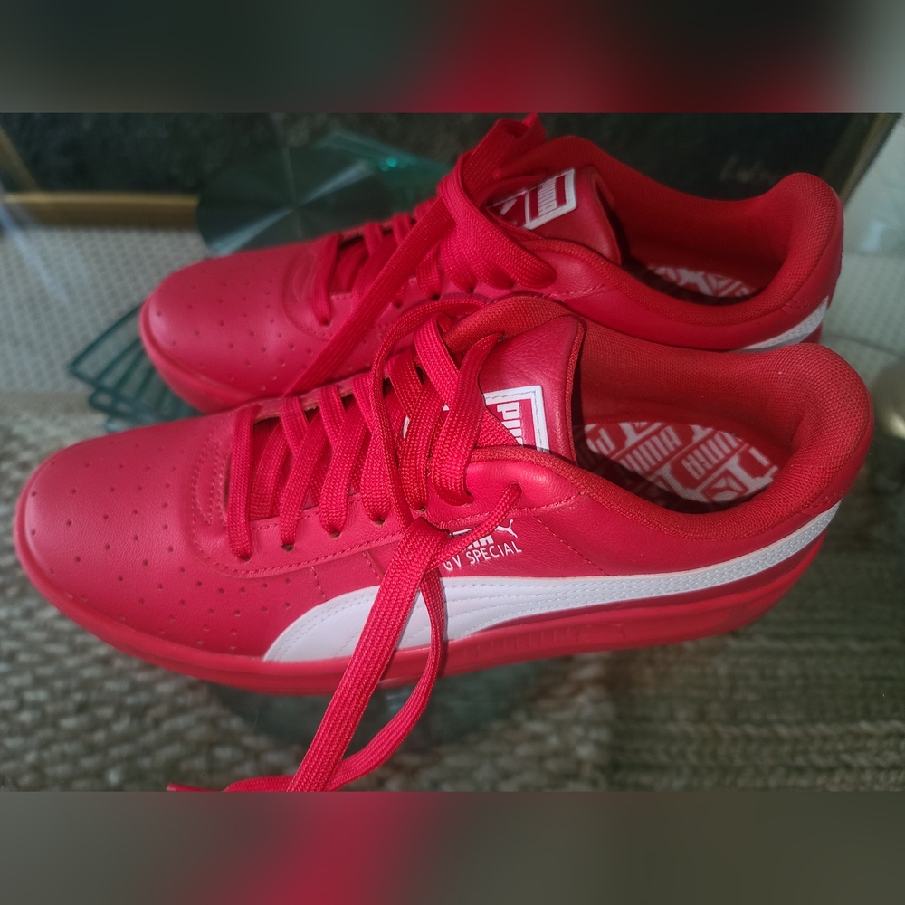 Puma Vibrant Red and White Sneakers